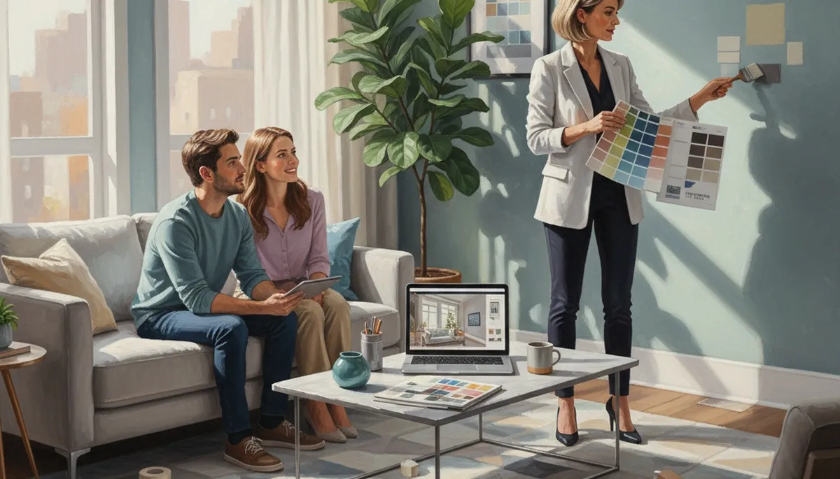 Nashville, TN painter providing color consultation for a home exterior paint palette choice