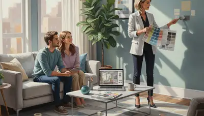 Nashville, TN painter providing color consultation for a home exterior paint palette choice
