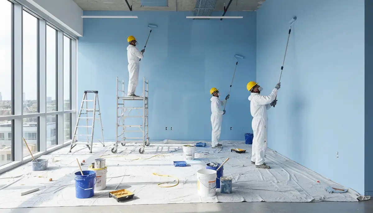 Nashville, TN commercial painting crew applying durable exterior coatings to a business property