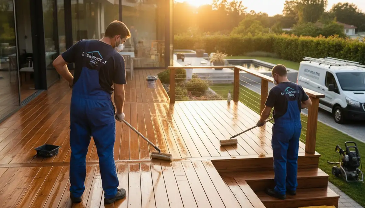 Deck sealing service in Nashville, TN protecting wood from humidity, UV, and weather damage