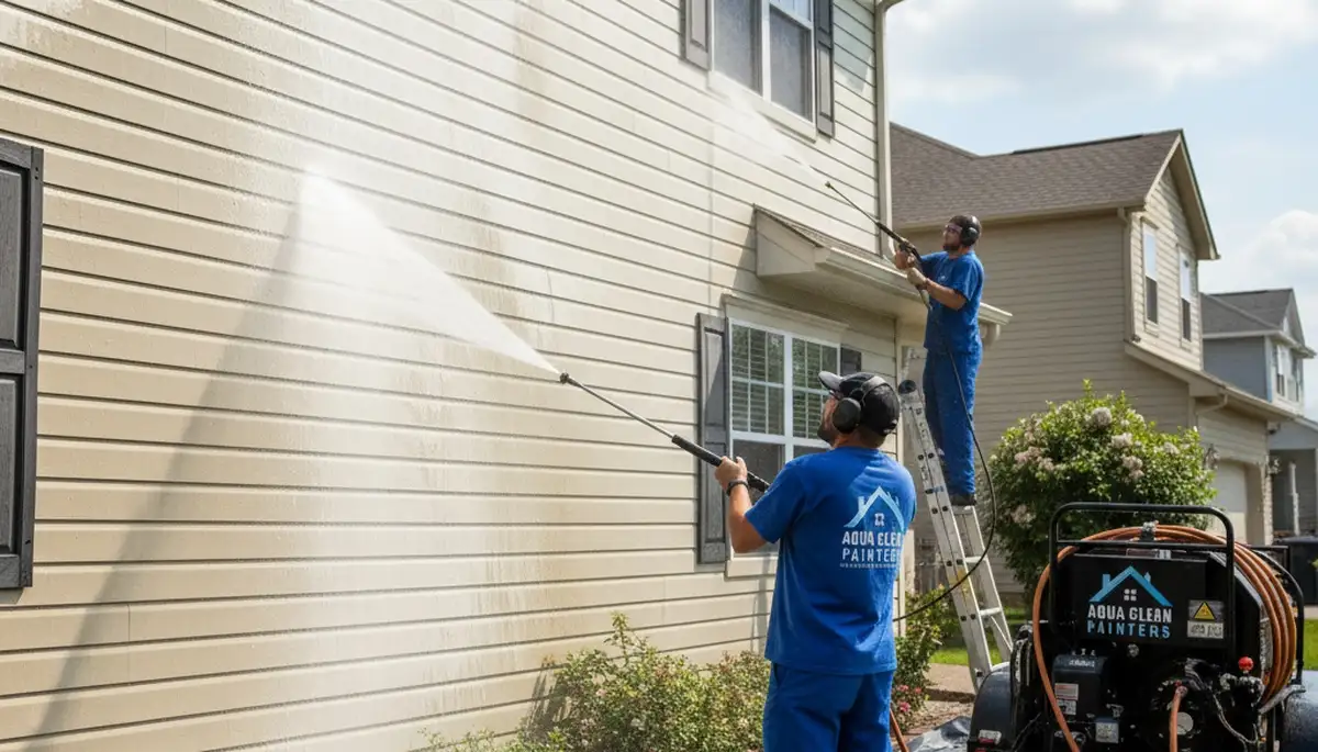 Vinyl siding pressure cleaning in Nashville, TN by Nashville Paint Pros to remove mold and buildup