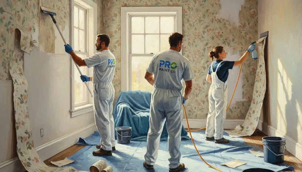 Nashville, TN painters removing wallpaper for smooth wall prep and repainting